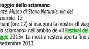 Corriere Fiorentino – Il viaggio dello sciamano