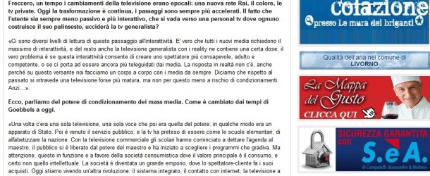 Il Tirreno.it/ Livorno – Vi racconto come televisione e web governano gli italiani