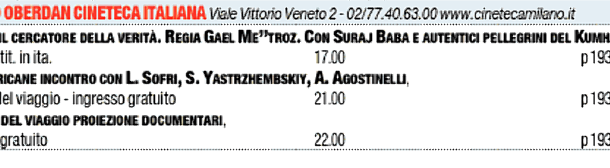 La Repubblica/ Ediz Milano – Spazio Oberdan Cineteca Italiana