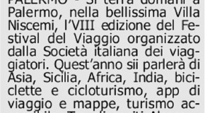 Quotidiano di Sicilia – Domani a Palermo l’VIII edizione del Festival del Viaggio