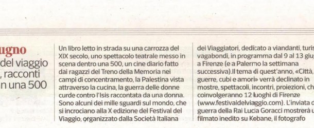 Corriere Fiorentino – Al Festival del Viaggio docu-film, racconti e il teatro in una 500